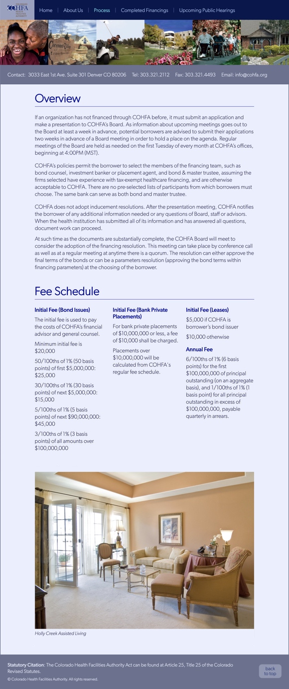 COHFA's process page