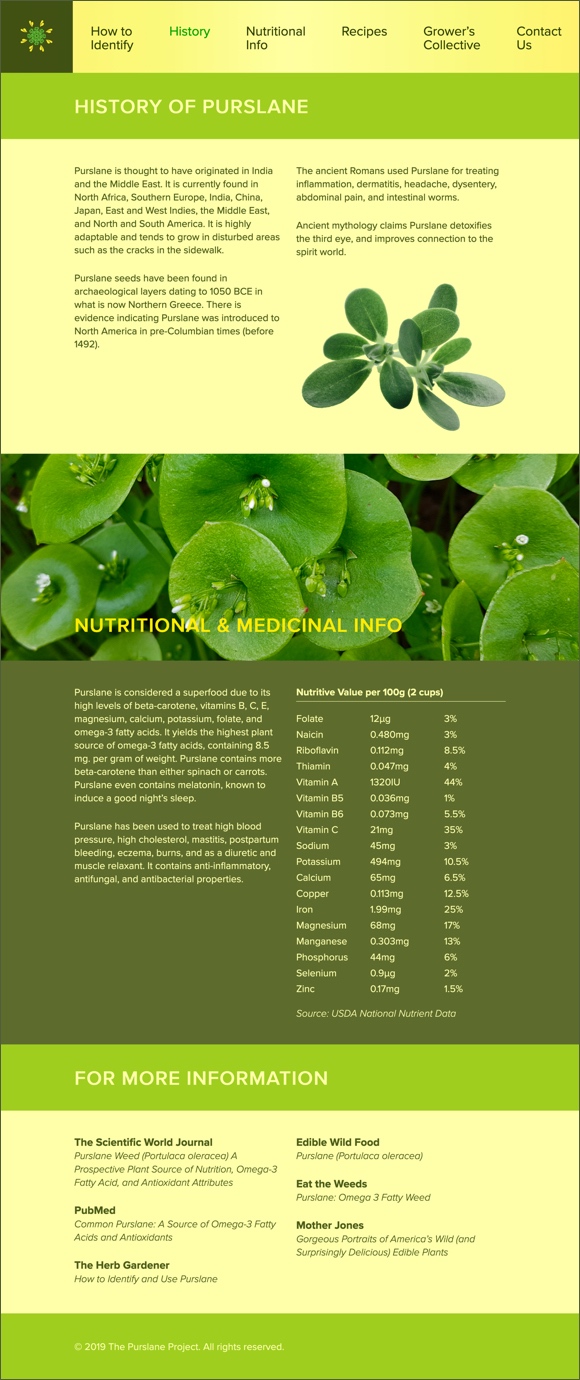 The Purslane Project interior page